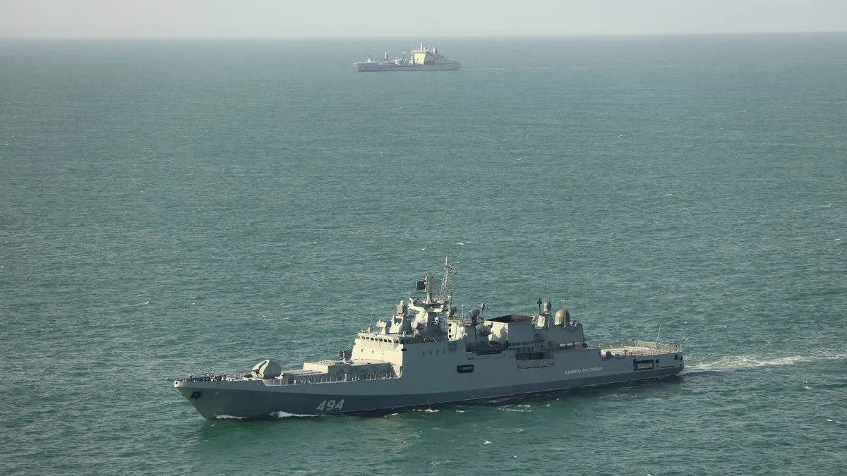 Russian Warship Spotted 30 Miles Off UK Coast Escorting Sanctioned Tankers