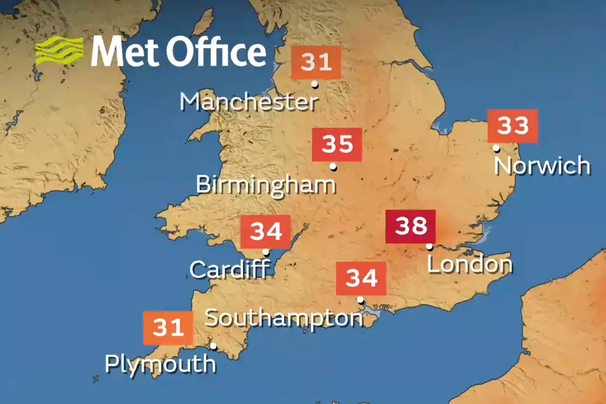 UK Heatwave: Amber Alert Issued as Temperatures Forecast to Reach 38C