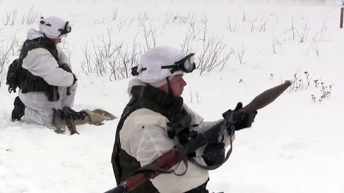 Russian Marines Train in -30°C Snow Near Arctic Border
