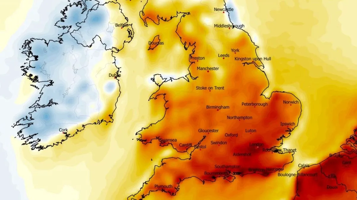UK weather maps show 25C heat surge with 34 counties at 20C or above – full list