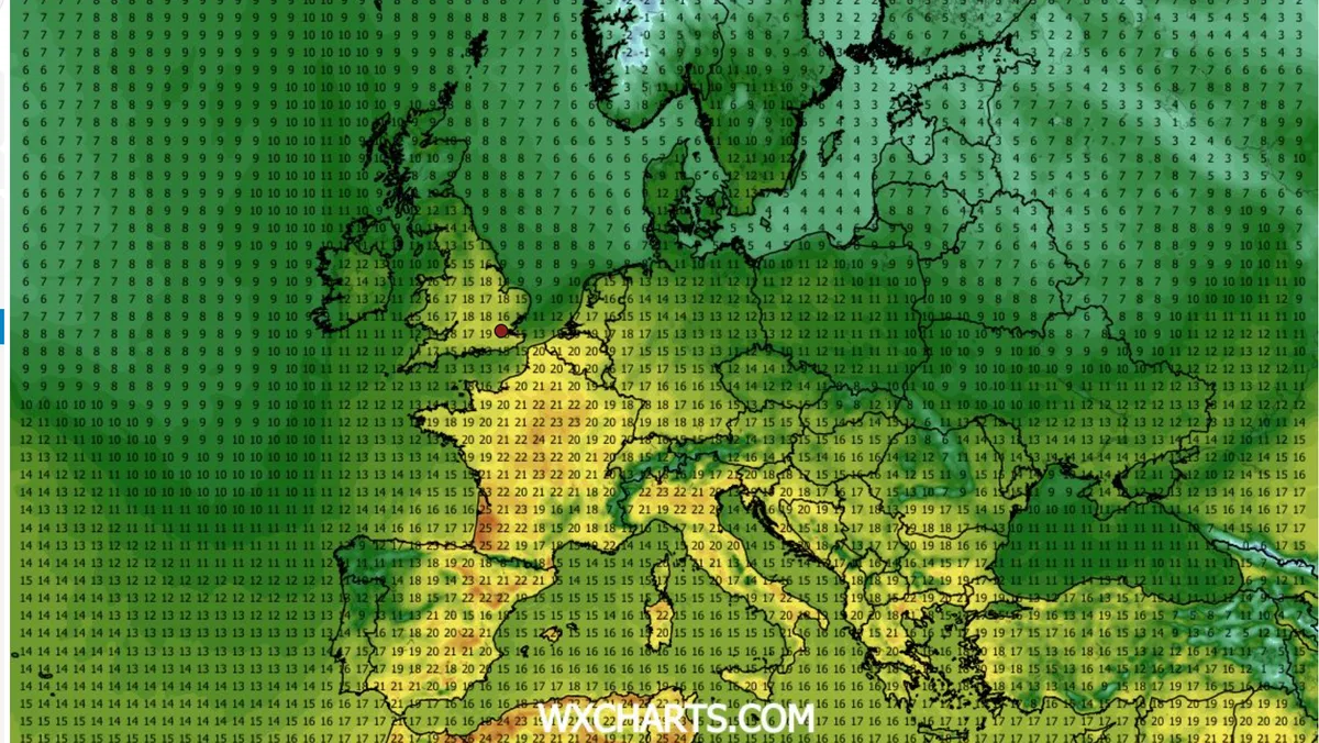 UK Weather Maps Show 21C Scorcher with 12 Regions Hotter Than Turkey