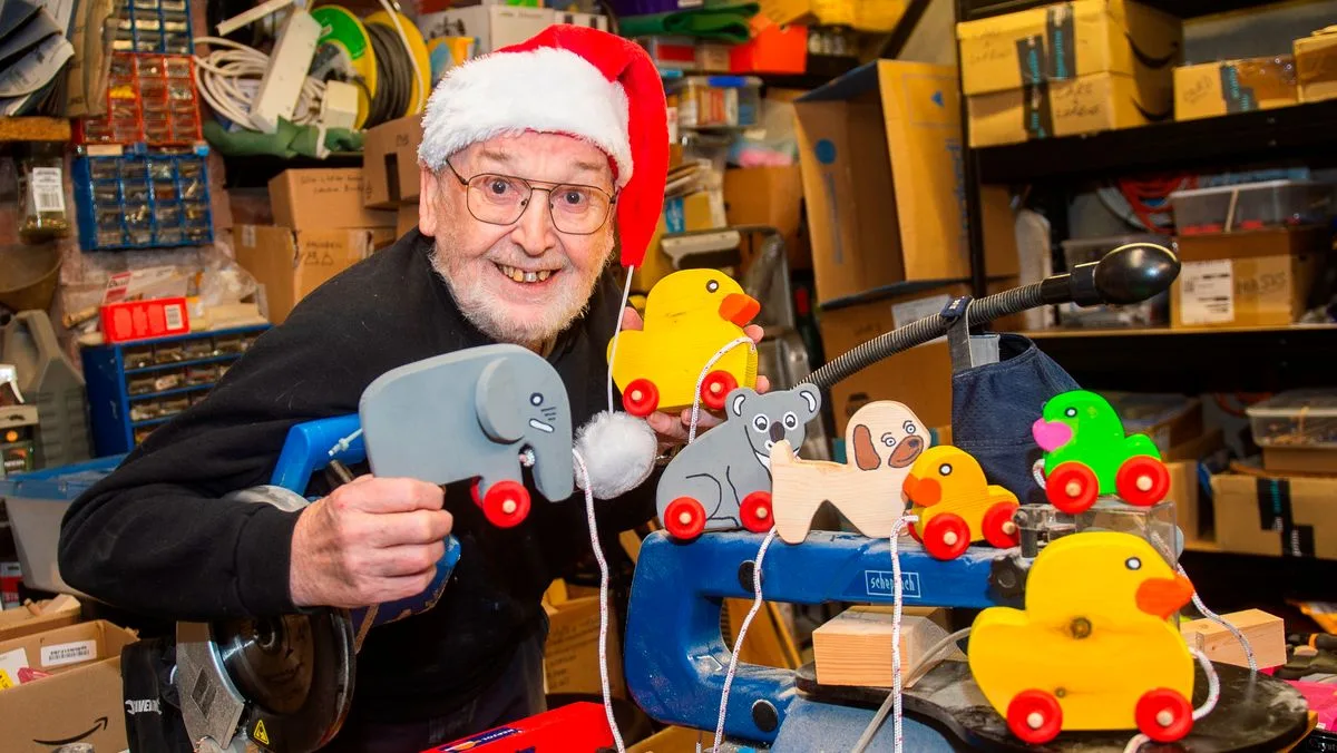 Wigan's 'Real Life Santa' Crafts Wooden Toys for Children in Need