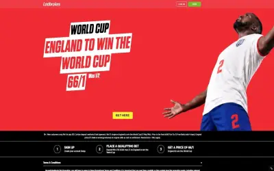 Ladbrokes World Cup Betting Offer: England at 66/1 for New Customers