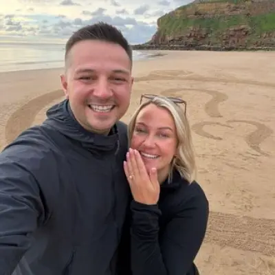 Proposal on Tynemouth Beach Features Sand Art Engagement Ring