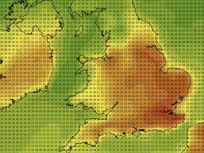 UK Heatwave Map Shows 13 Counties Set for 31C+ in Three-Day Scorcher