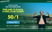 50/1 for a Goal in England vs Ghana with Paddy Power Offer