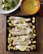 Baked Fish and Potatoes with Oregano and Lemon Mayonnaise Recipe