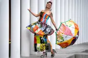 Dress Made from Recycled Bags-for-Life Highlights Climate Change at Edinburgh Festival
