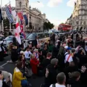 Far-right protesters in Parliament Square berate woman for not taking knee
