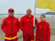 Father and Children Volunteer as Lifeguards at Welsh Beach