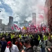Hundreds of Britain First supporters set off flares in Birmingham protest