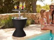 Ice Bucket Table Keeps Beers Cold All Day for Summer BBQs