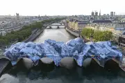 JR Transforms Paris' Pont Neuf into a Cave Art Installation