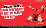 Ladbrokes England Betting Offer: 66/1 on Harry Kane Shot vs Croatia