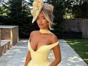 Love Island's Jess Harding Risks Royal Ascot Dress Code in Plunging Gown