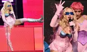 Madonna Dangles Over Times Square Crowd During Pride Concert