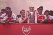 Martin Odegaard accidentally hits police officer with ball during Arsenal parade