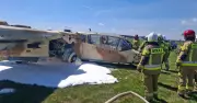 Pilot walks away after plane snaps in half during emergency landing in Poland