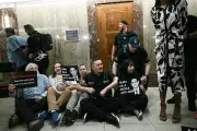 Protesters Arrested Outside Marco Rubio Hearing Chant 'Rubio Lies'