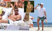 Rob Gronkowski Relaxes at Miami Beach with Wellness Drink During Swim Week
