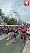 Scotland Fans Turn Miami's South Beach into Tartan Sea with March