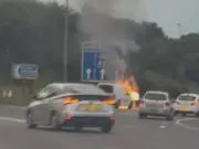 Van Bursts into Flames on M62 Near Rochdale, Firefighters Respond