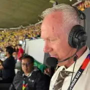 World Cup commentator's head cut open as ex-Premier League star struck by bottle
