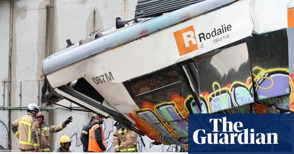 Driver killed as commuter train hits collapsed wall near Barcelona