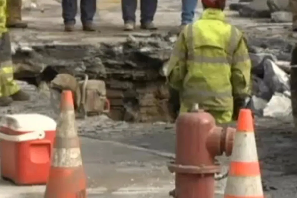 Massive Sinkhole Disrupts Traffic in Downtown Detroit