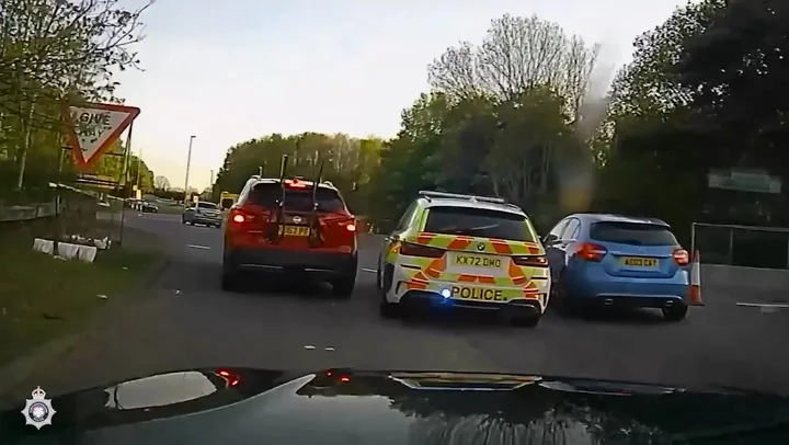 Mercedes Crashes Into Hedge After 130mph Police Chase