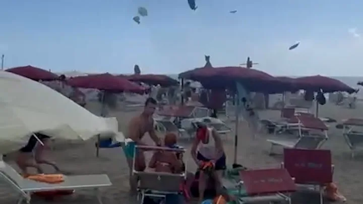 Waterspout Tornado Terrifies Tourists At Italian Beach