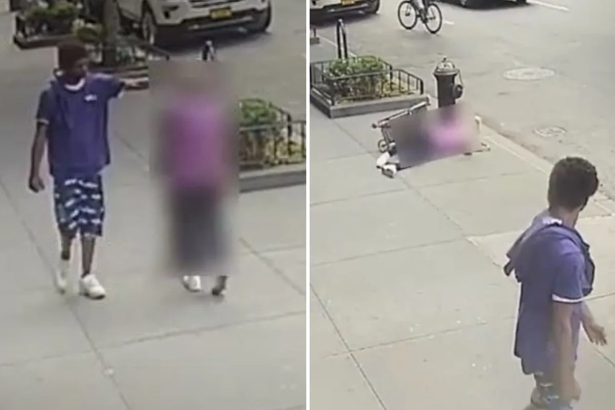 Moment Man Shoves 92-Year-Old Woman to Ground in New York Daylight Attack