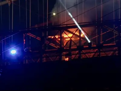 Brooklyn Bridge Fire After July 4th Fireworks Display in New York