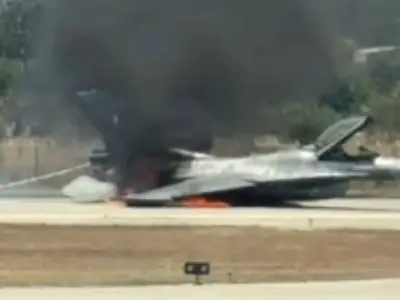 F-16 Fighter Jet Crash Lands at Zakynthos Airport, Bursts Into Flames
