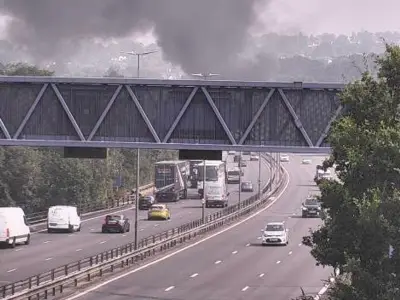 M4 Shut Westbound Near Newport Due to Vehicle Fire