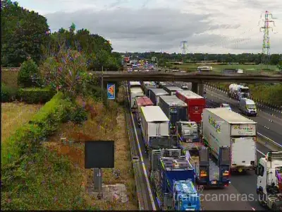 M6 northbound crash: vehicle overturns, two lanes closed, long queues