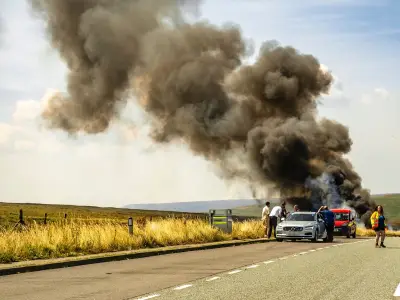 Moorland fires across three counties after car crash ignites blaze