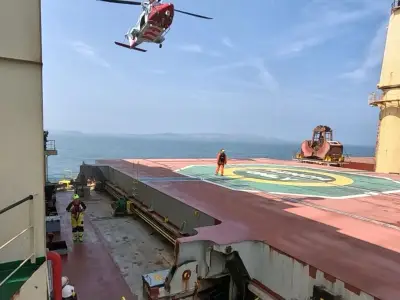 Rescue off Anglesey after crewman's leg crushed in machinery on merchant ship