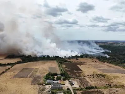 Suffolk wildfire: 120 firefighters battle 100-hectare blaze near Dunwich