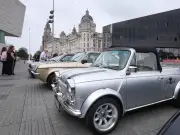 30 Classic Cars Parked at Liverpool's Pier Head for Public Display