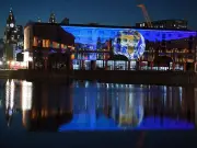 Albert Dock lights up for 180th birthday with photo projection