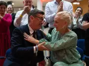 Andy Burnham's wife Marie-France van Heel stuns in M&S lace co-ord