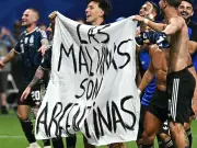 Argentina Players Hold Falklands Banner After World Cup Win Over England