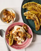 Barbecued banana splits with date cream and cherry baklava sundae recipes