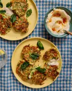 Ben Tish's Courgette Fritters with Cheese and Brown-Butter Creme Fraiche