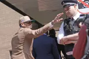 Chris Brown arrives at London court for bottle attack hearing