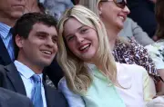 Elle Fanning, Bear Grylls and Jason Isaacs in Royal Box at Wimbledon Quarter-Finals