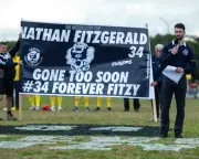 Father of Melbourne footballer Nathan Fitzgerald gives moving tribute at memorial