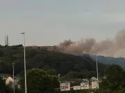 Grass fire breaks out in Swansea as smoke billows over St Thomas