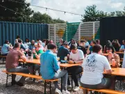 Hidden Beer Garden on Manchester Industrial Estate with Pints and Pizza